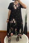 A Kesim Asimetrik Etek Çiçek Desenli Elbise