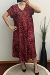 Bordo Leopar Desenli Elbise