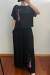 Siyah Pembe Sümbül Nakışlı İkili Takım